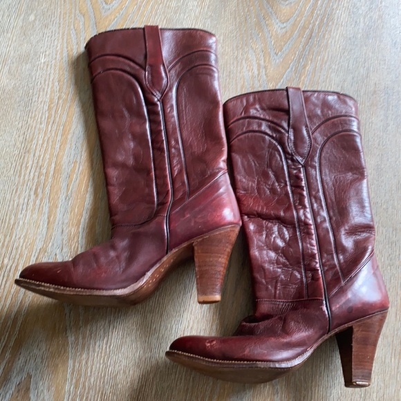 Dan Post Shoes - Dan post red leather cowboy heels sz 7.5 handmade